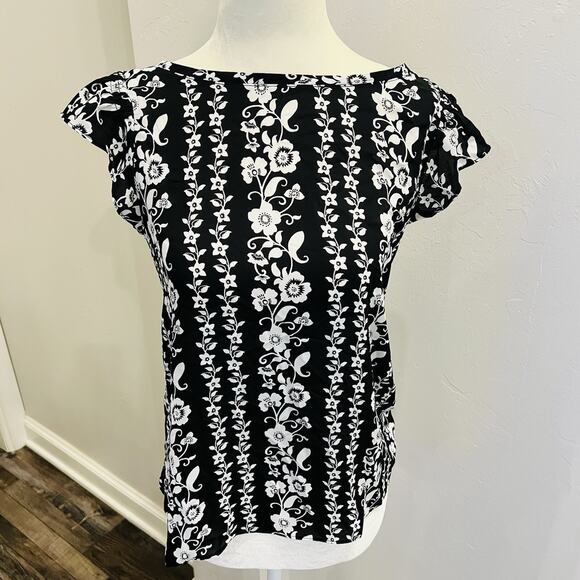 LOFT Tops - LOFT Petite Women's Size XSP Black Ruffled Sleeves